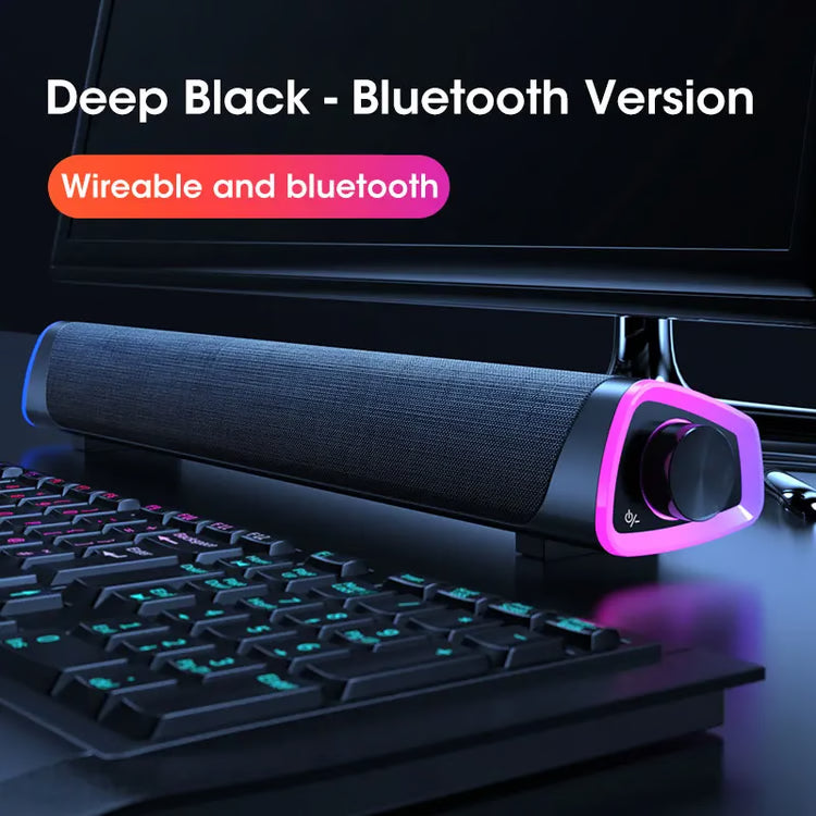 Wireless Bluetooth Speaker Bar with Stereo Sound & Subwoofer for Laptops and PCs – Wired Speaker