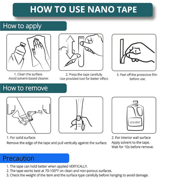 Double-Sided Transparent Nano Tape – Removable Adhesive Mounting Tape