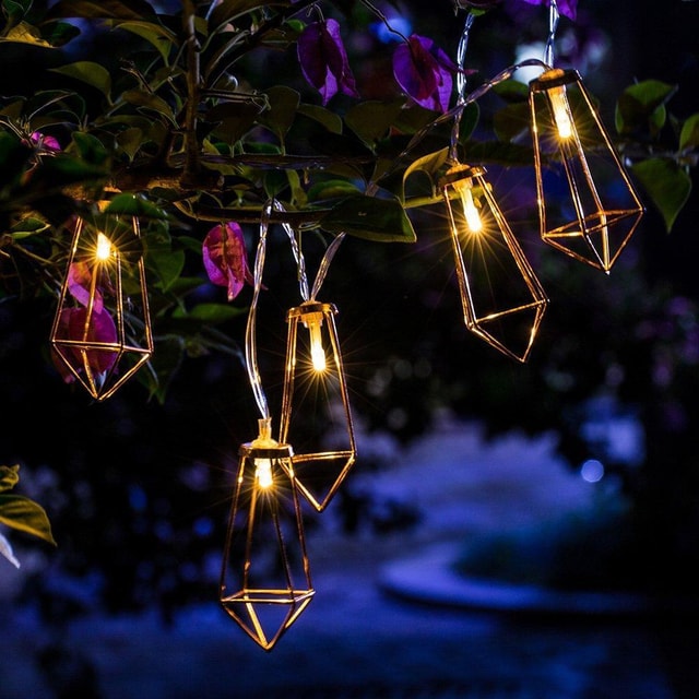 Rose Gold Lantern Fairy String Lights with Timer – 10 LED Decorative Indoor Lights