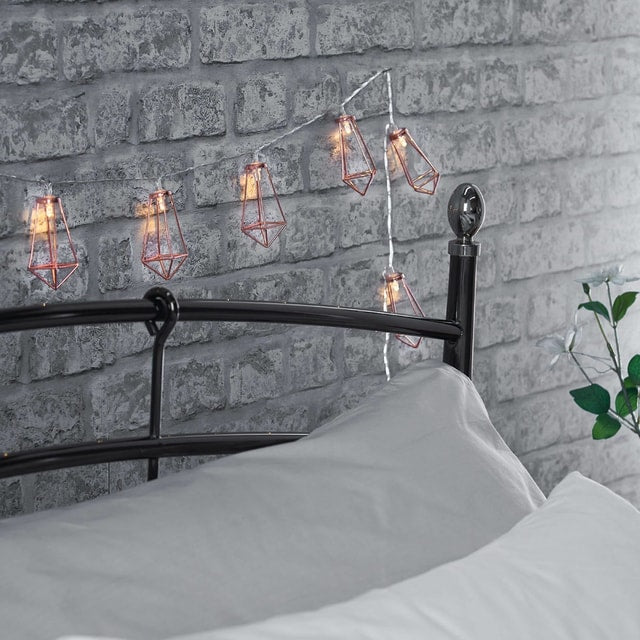 Rose Gold Lantern Fairy String Lights with Timer – 10 LED Decorative Indoor Lights