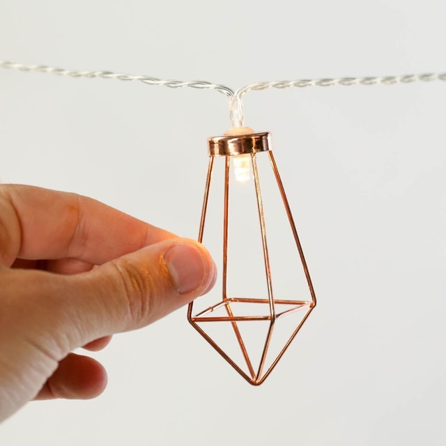 Rose Gold Lantern Fairy String Lights with Timer – 10 LED Decorative Indoor Lights