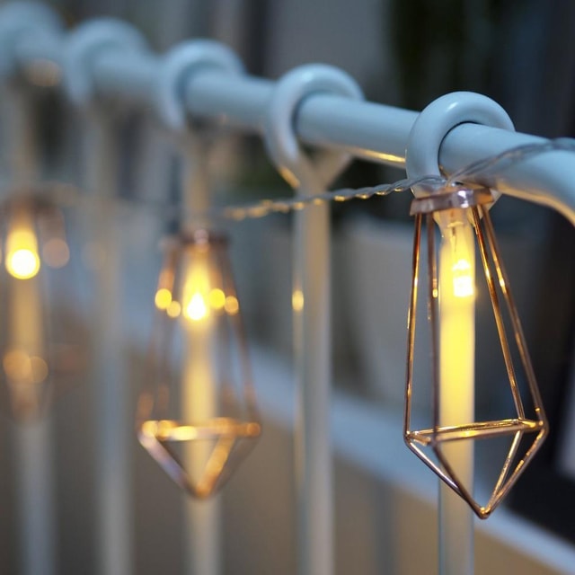 Rose Gold Lantern Fairy String Lights with Timer – 10 LED Decorative Indoor Lights
