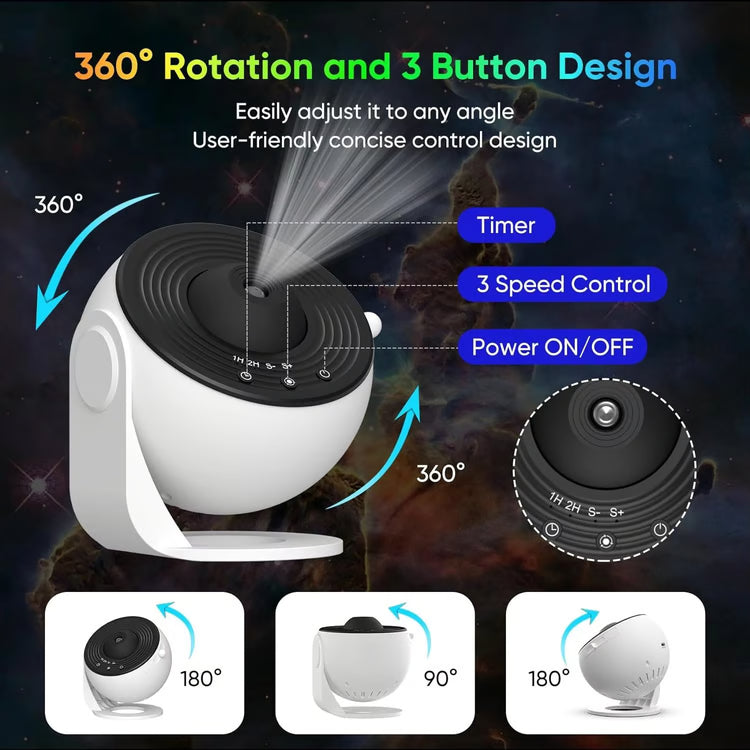 Rotating Galaxy Star Projector Night Light – Planetarium Lamp for Bedroom Decor