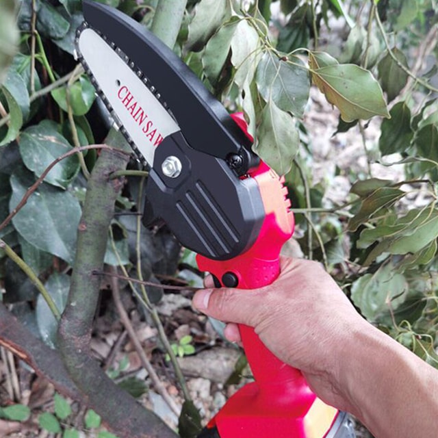 Cordless Lithium Mini Chainsaw with Rechargeable Battery – Portable Electric Cutting Saw for Garden & Woodwork
