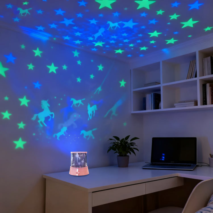 Unicorn Galaxy Star Projector Night Light – Rotating Moon Lamp for Kids' Bedroom