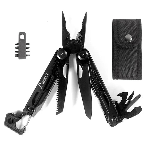 Compact Outdoor Multitool Pliers with Built-In Whistle for Camping & Hiking