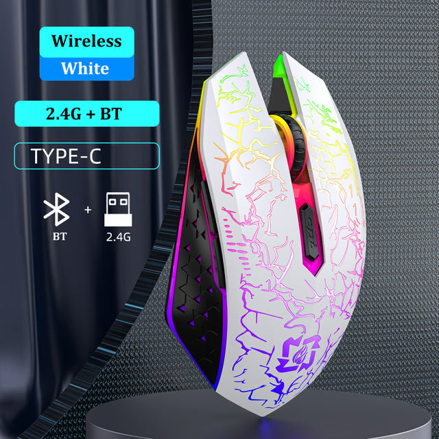 Wireless RGB Gaming Mouse with 6 Buttons, Type-C Charging & Honeycomb Design