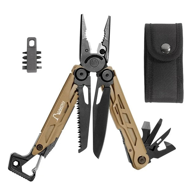 Compact Outdoor Multitool Pliers with Built-In Whistle for Camping & Hiking