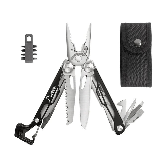 Compact Outdoor Multitool Pliers with Built-In Whistle for Camping & Hiking