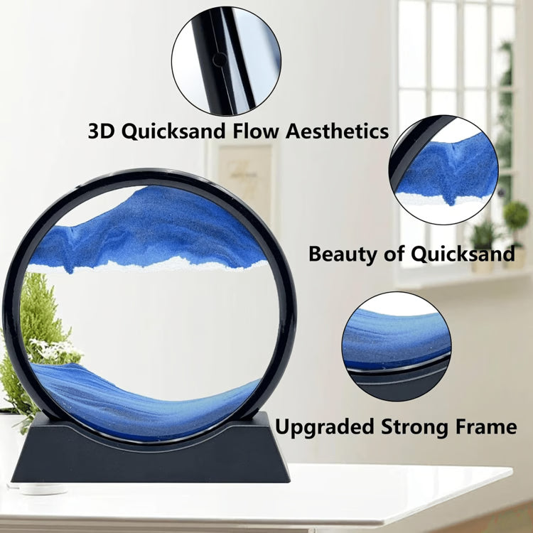 3D Moving Sand Art Picture | Round Glass Deep Sea Sandscape Hourglass Quicksand Craft for Office, Home Decor & Gift