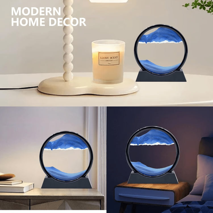 3D Moving Sand Art Picture | Round Glass Deep Sea Sandscape Hourglass Quicksand Craft for Office, Home Decor & Gift