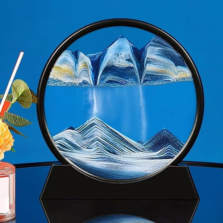 3D Moving Sand Art Picture | Round Glass Deep Sea Sandscape Hourglass Quicksand Craft for Office, Home Decor & Gift