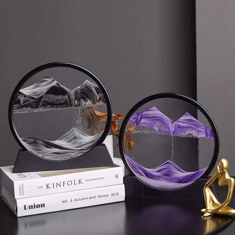 3D Moving Sand Art Picture | Round Glass Deep Sea Sandscape Hourglass Quicksand Craft for Office, Home Decor & Gift
