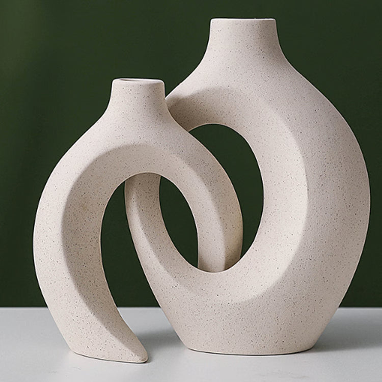 Ceramic Vase Set – White Minimalist Home Decoration for Living Room, Entryway & TV Cabinet