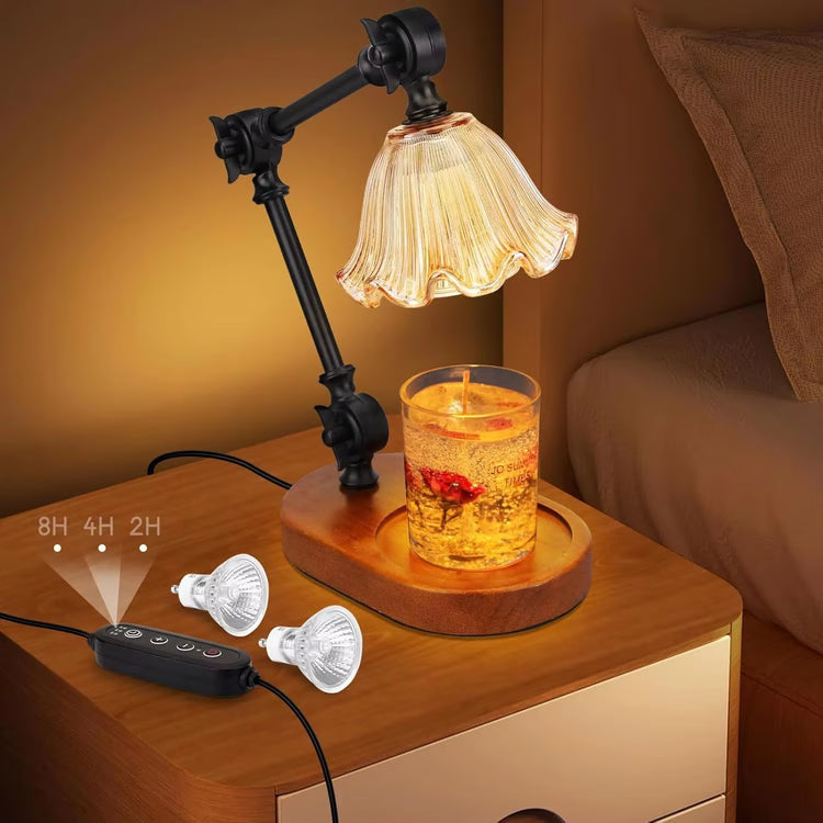 Adjustable Candle Warmer Lamp with Timer & Dimmable Wax Melt Warmer for Jar Candles – Includes 2 Bulbs