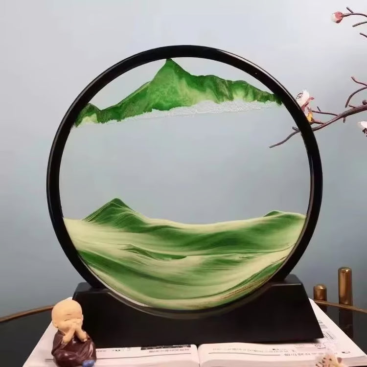 3D Moving Sand Art Picture | Round Glass Deep Sea Sandscape Hourglass Quicksand Craft for Office, Home Decor & Gift