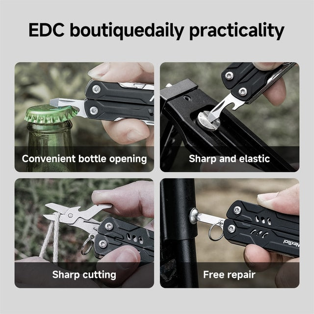 Compact Portable Multi-Tool Pliers with Scissors, Screwdrivers & Bottle Opener