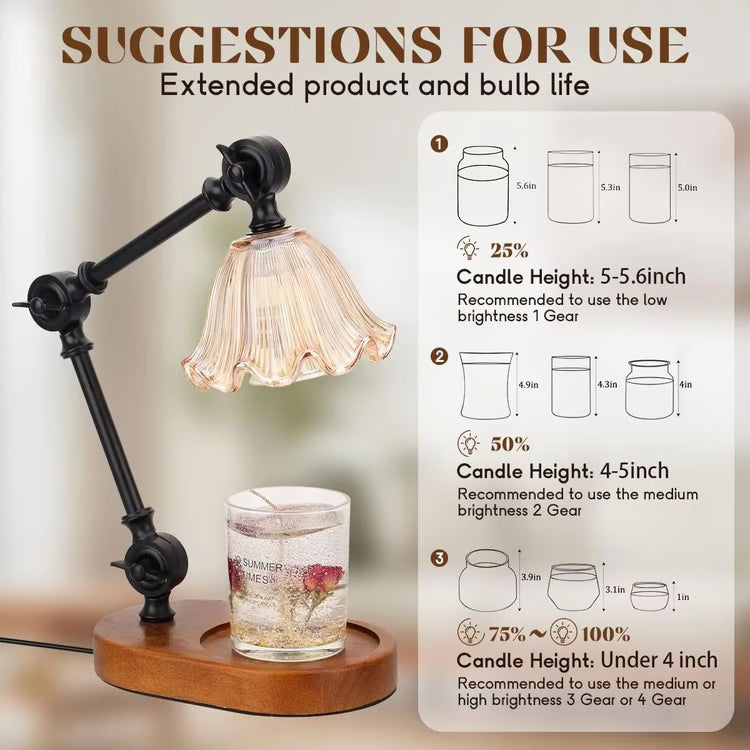 Adjustable Candle Warmer Lamp with Timer & Dimmable Wax Melt Warmer for Jar Candles – Includes 2 Bulbs